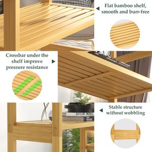 JQ Freestanding Kệ Sách 6-Tier Lớn Mở Tủ Sách Đôi Rộng Tre Kệ Sách Cho Nhà Văn Phòng - Product Image 6