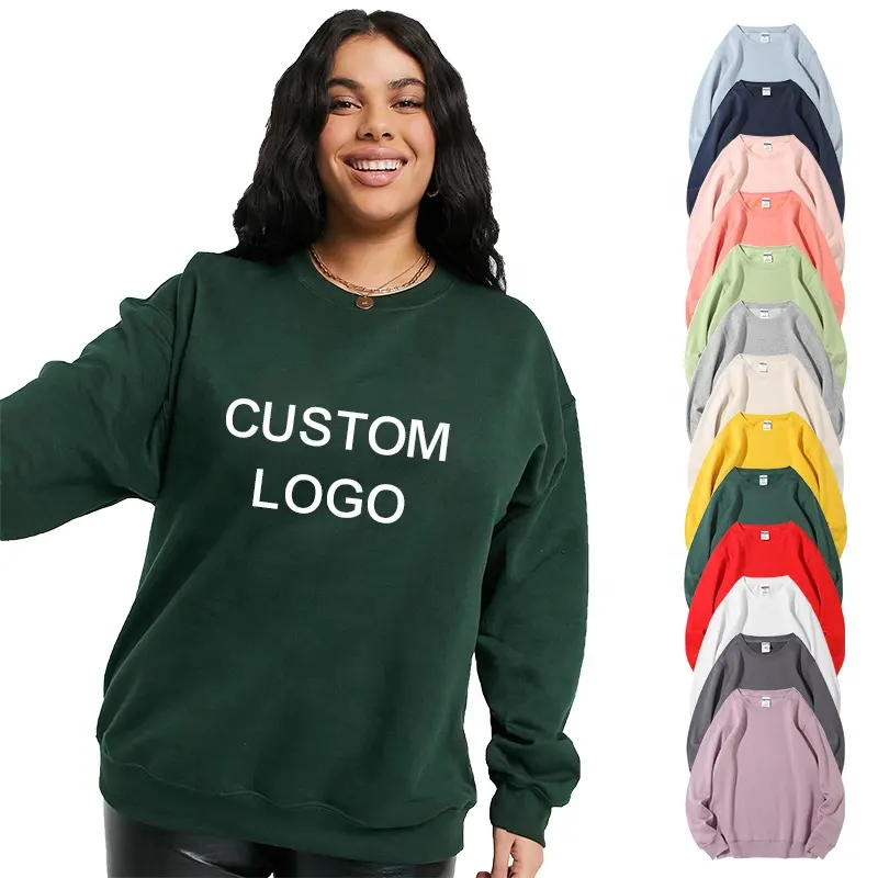 Pakaian Kosong Ukuran Plus Kaus Sweatshirt Wanita Katun Bulu Domba Musim Dingin Hoodie & Sweatshirts Wanita Logo Kustom Luar Ruangan Kasual