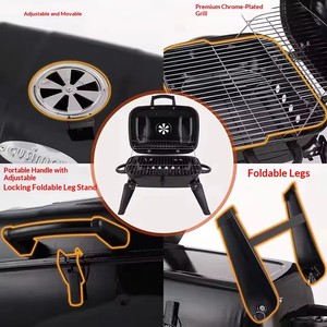 Portable <strong>Charcoal</strong> Barbecue <strong>Grill</strong> <strong>Small</strong> Smoking Folding Tabletop <strong>Charcoal</strong> BBQ <strong>Grill</strong> for Camping Patio Backyard Outdoor Cooking - Product Image 3