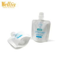 Impression personnalisée petite capacité 30ml 50ml échantillon emballage en papier kraft plastique transparent liquide sac à buse autoportant