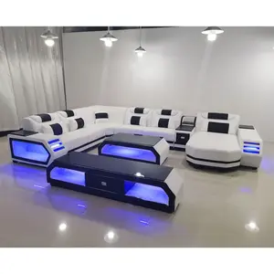 Modernes Multifunktion ssofa Wohnzimmer mit LED-Licht kombination Funktions sofa