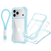Coque de téléphone DYL 360 Protection intégrale transparente TPU+PC 3-en-1 antichoc style urbain pour iPhone 17/17 Air/Plus/Pro Max avec dragonne