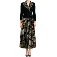 Robe longue plissée en mousseline argentée brillante avec garniture en plumes et col rabattu, grande taille, pour femme, idéale pour les soirées, les occasions décontractées et les tenues professionnelles