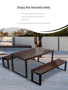 <span class=keywords><strong>Chaise</strong></span> carrée en fer moderne pour parc de loisirs en plein air, cour, <span class=keywords><strong>jardin</strong></span>, balcon, café, <span class=keywords><strong>table</strong></span> et banc combinés - Product Image 4