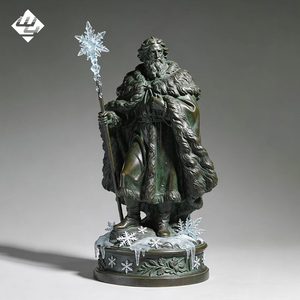 Grande Scultura in Bronzo del Dio dell'Inverno con Scettro di Ghiaccio per Decorazione di Hotel e Giardini - Product Image 1