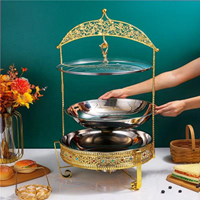 Réchaud de buffet décoratif en fer doré, ensemble de réchauds à alcool 4 points, 5L, 6L, 8L, anti-blocage, 50 à 70°C, pour hôtels et restaurants
