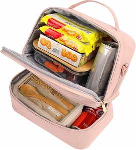 <b>Lunch</b> Bag <b>Insulated</b> Two Separate Compartments Meal <b>Box</b> with Adjustable Shoulder Strap Leakproof Cooler Bag - Product Image 3