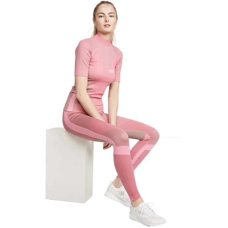 Модные брендовые розовые комплекты для йоги с логотипом на заказ, женская одежда для фитнеса, спортивная одежда
