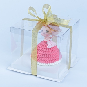 Tall Plastic Transparent Square Rigid cake packaging Box with clear cover