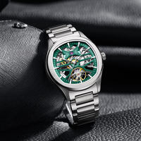 Montre mécanique squelette de luxe pour homme Verde Reloj Mecanico Automatic Tourbillon Clock Relogio Masculino Montre-bracelet étanche