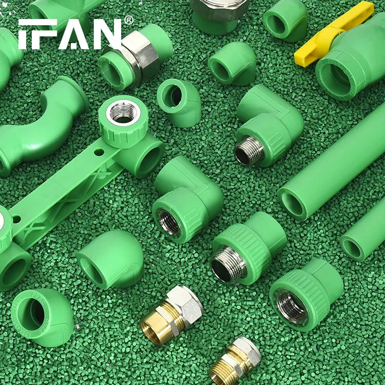 IFAN पीपीआर प्लास्टिक फिटिंग प्लास्टिक हरे रंग 20-110mm सॉकेट टी कोहनी पानी के पाइप पीपीआर फिटिंग