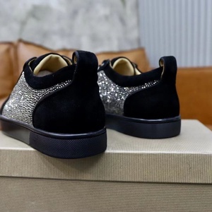 2026 New Premium <b>Black</b> <b>Suede</b> Rhinestone Embellished Sneakers Low-Top Lace-Up Party Dress <b>Shoes</b> for Men - Product Image 3