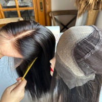 Perruque Lace Front sans colle 100% cheveux humains vierges européens, nœuds simples invisibles, perruque casher juive pour solution de perte de cheveux