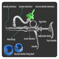 Seringue vétérinaire réutilisable entièrement métallique avec tube de 2 ml et 5 ml, pistolet injecteur de vaccin pour bétail BLUEWORTH HRX-JSLZ, pour porcs et moutons
