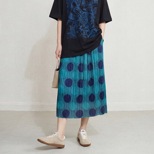 Jupe midi plissée Miyake rétro à pois taille haute coupe droite PY 2026 – Vêtements occidentaux pour femmes – Vente en gros en ligne - Product Image 3