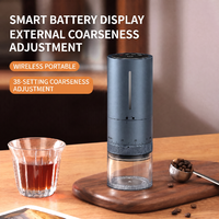 Moulin à café rechargeable par USB en alliage d'aluminium, avec affichage de la batterie, réglage externe, pour poudre d'espresso, camping en plein air