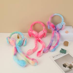 Bandeau en peluche épaisse en polaire élégante pour l'hiver, cache-oreilles tie-dye, protection des oreilles pour le cyclisme en plein air par temps neigeux - Product Image 4