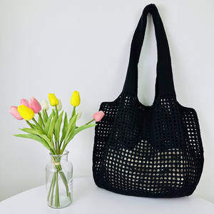 2023 New Arrival Cor sólida japonês e coreano Tote Bag malha para as Mulheres Tecido Poliéster Forro Aberto Fechamento - Product Image 3