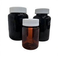 Bouteille vide en PET ambré de 50 ml, 100 ml, 120 ml, 250 ml, 300 ml, qualité alimentaire, pour vitamines, médicaments, capsules, bouteille à large ouverture avec CRC