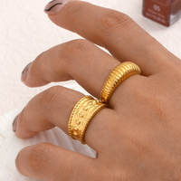 Bague en acier inoxydable, bijou irrégulier pour hommes et femmes, Design spécial, personnalisé, épais et irrégulier plaqué or 18K
