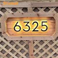 Plaque de numéro de maison LED résistante aux intempéries, finition or brossé, avec effet halo rétroéclairé, affichage personnalisé de l'adresse résidentielle