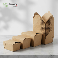 SenAng - Contenedores de Papel Kraft Compostables al por Mayor, Caja para Ensaladas Desechable Biodegradable, Logotipo Personalizado OEM, Grado Alimenticio