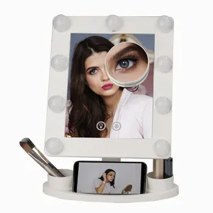 Beauty Large Custom Logo Ladies Led Light Bulb Cosmetic Vanity Makeup Hollywood Mirror With Led Lights