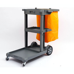 Blue Housekeeping Cart With 4 Wheels Plastic Partially Enclosed For Hotel Hospital Mall <b>Cleaning</b> Service - Product Image 3
