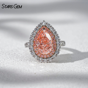แหวนหมั้นเพชรสำหรับห้องปฏิบัติการสีชมพูของ Starsgem ทำจากทองเคหรูหราได้รับการรับรองว่าเป็น4.0ct หรูหรา - Product Image 1