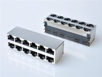 Connecteur Ethernet RJ45-35 2*N alimenté par LED, prise PCB double couche multi-sorties