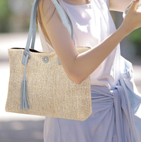 Sac fourre-tout pliable en velours côtelé et paille YIYOU, style rétro décontracté, tissé à la main, pour usage quotidien
