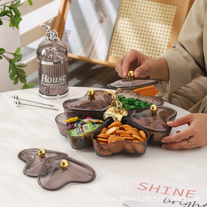 Rotating Fruit Plate 4-7 Compartments With Lid Irregular Shape Standing Type Food Container <b>Storage</b> <b>Tray</b> - Product Image 4