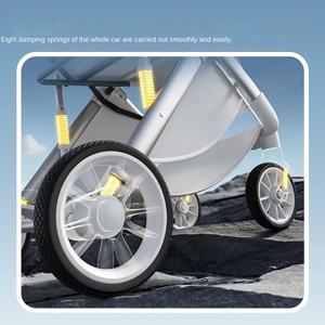 Cochecito de Bebé Portátil Gris, Estilo Francés de Lujo, 3 en 1, Plegable, con Asiento de Auto, Carrito Metálico - Product Image 4