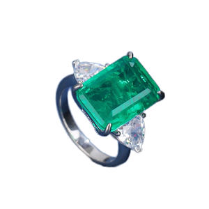 Fine 925 đồ trang sức Bạc Đá Quý Nhẫn, vuông Emerald Zircon Nhẫn, phong cách cổ điển của đám cưới bạc 925 và engagement Ring - Product Image 1