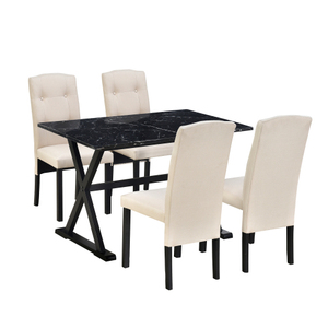 Nuevo Juego de Comedor Moderno para el Hogar, Juego de Mesa de Comedor Redonda de Madera Maciza Tapizada para 4 Personas, para Restaurante - Product Image 2