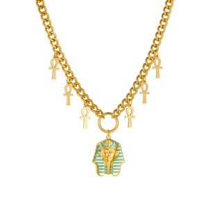 Egyptian Pharaoh Pendant Necklace Gold Plated Stainless Steel <b>Chain</b> Themed Pendants Daily Wear Gift Jewelry - Product Image 5