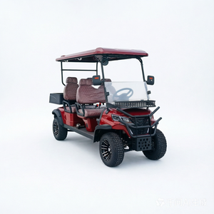 Voiturette de golf électrique rouge vin à quatre places avec benne arrière - Product Image 5