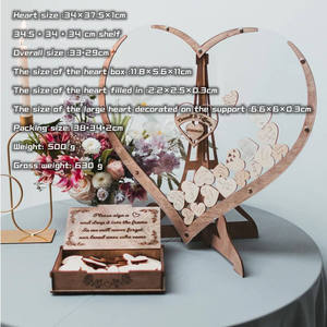Fournisseur de mariage Bas quantité minimale de commande Rustique <span class=keywords><strong>Coeur</strong></span> Drop Top Bois Livre d'or Cadre alternatif Autres décorations de fête de mariage - Product Image 4