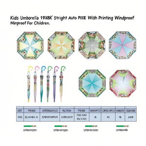 Kids <b>Umbrella</b> 19X8K Straight Auto Open POE Film With Printing <b>Windproof</b> For Children - Product Image 2