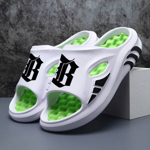 Kalın siyah erkek atletik tarzı turuncu aksan şık atletik slaytlar ile tek kayış spor terlik - Product Image 6