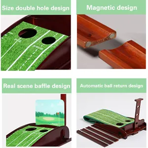 Tapis d'entraînement de putter de golf à retour automatique de balle d'intérieur/extérieur en velours de cristal acajou outil d'exercice pratique