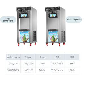 縦型アイスクリームマシン - 自動、3種類のフレーバー、業務用アイスクリームメーカー、ダブルコンプレッサー - Product Image 4