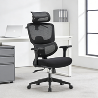Chaise de bureau ergonomique moderne à dossier haut en maille, avec vérin à gaz chromé, hauteur réglable, assise confortable et moelleuse, vente en gros
