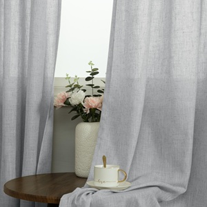 Rideau de salon à œillets haut semi-occultant lin épais léger transparent écologique anti-poussière toutes saisons Style américain réduisant - Product Image 2