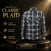 Kemeja Flanel Kotak-kotak Lengan Panjang Pria, Pewarnaan Benang Musim Semi, Artistik Kasual, Pakaian Luar Jalanan, Model Logger, Kancing Depan, Dapat Dicuci Mesin