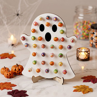 Meilleure vente transfrontalière Halloween : Présentoir de table en bois ajouré, style moderne et minimaliste, motif fantôme, citrouille et toile d'araignée
