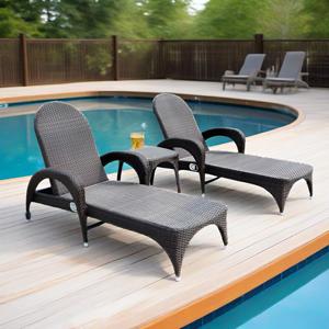 Ensemble de chaises longues de jardin en rotin tressé imperméable de luxe, très résistantes, pour extérieur, plage, <span class=keywords><strong>piscine</strong></span>, cour et <span class=keywords><strong>hôtel</strong></span> - Product Image 1