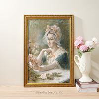 Tableaux de paysages européens et fleurs, impressions vintage, art mural, articles de décoration intérieure en bois, toiles de luxe à suspendre