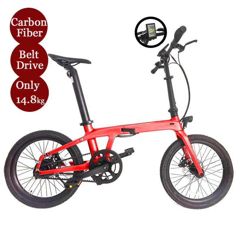 ANLOCHI bici elettrica pieghevole super leggera in fibra di carbonio 36 v250w/350W trasmissione a cinghia singola velocità piccola ebike