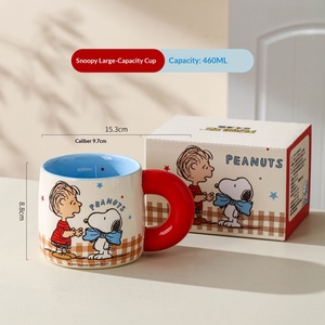 Wholesale New Cute Cartoon Pottery Ceramic Coffee Cups Charlie Brown Design Reusable Custom Brand White <b>Box</b> Packaging Birthday - Product Image 6